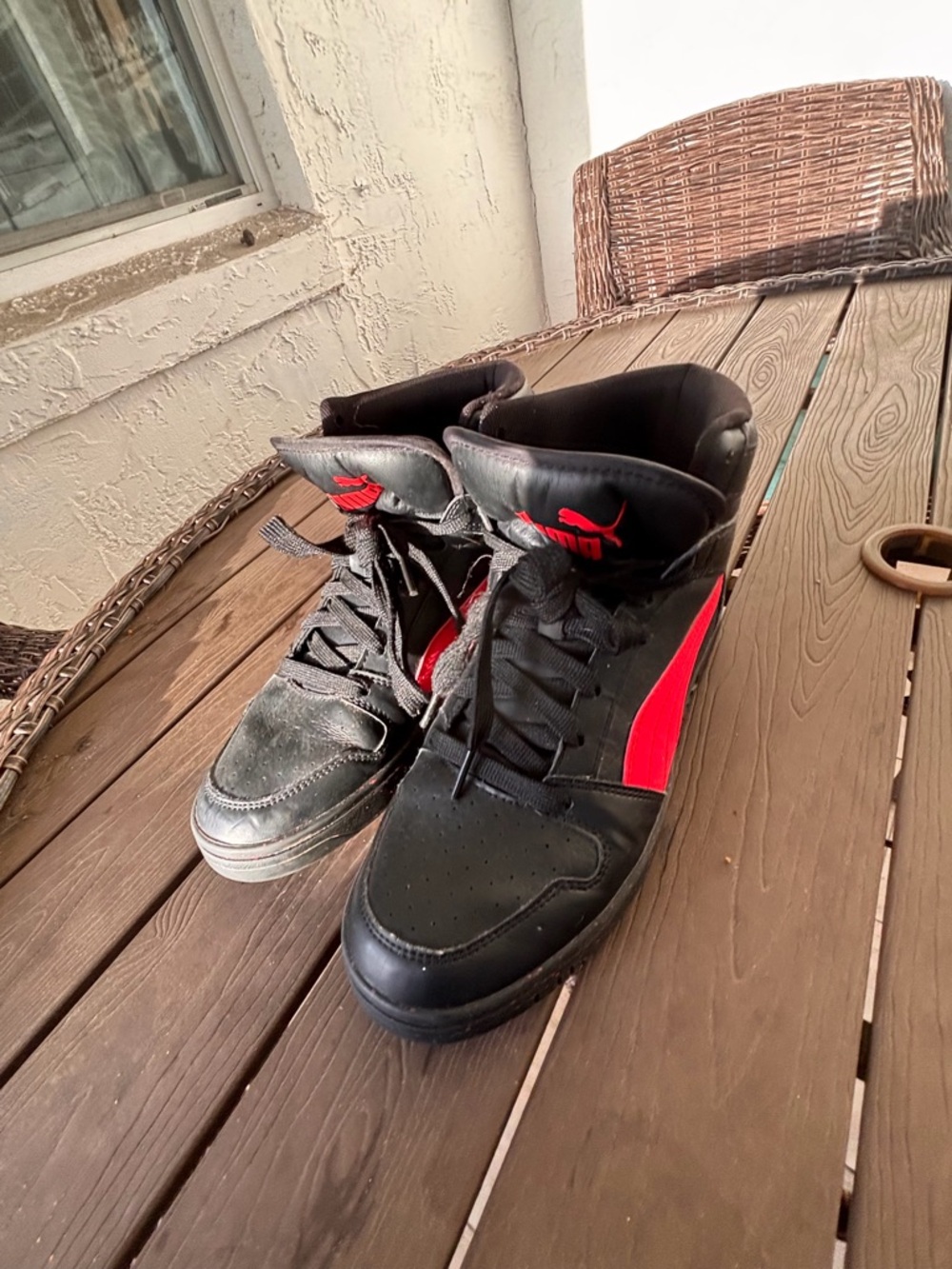 Puma Men’s Mid-Top Sneakers in Black and Red